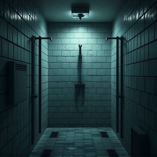 Image of shower room area in a prison setting