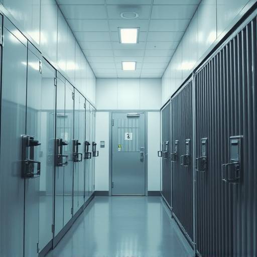Interior of a brightly lit, modern prison cell with clean metal fixtures